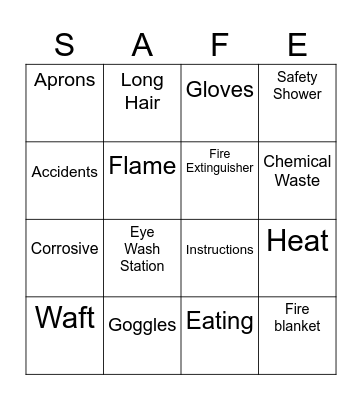 Lab Safety Bingo Card