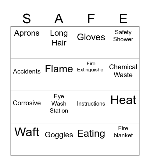 Lab Safety Bingo Card