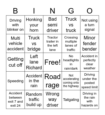 I-78 Bingo Card
