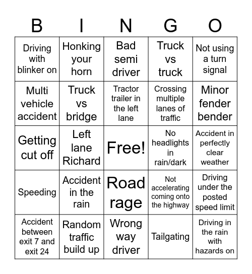 I-78 Bingo Card