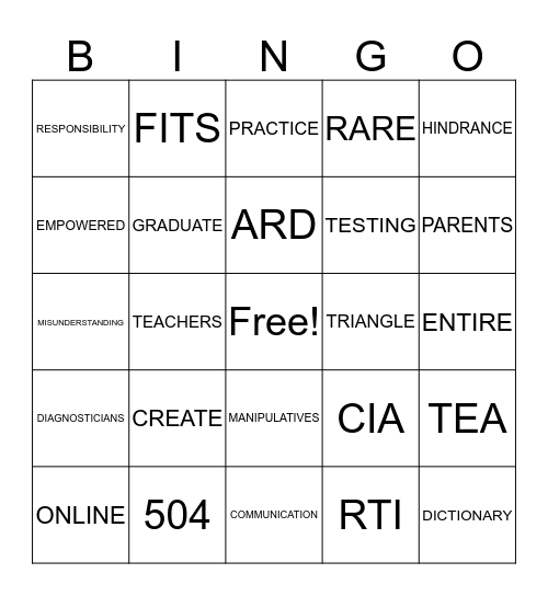 Campus Administrators LOVE Accommodations Bingo Card