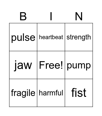Vocabulary for exam Bingo Card