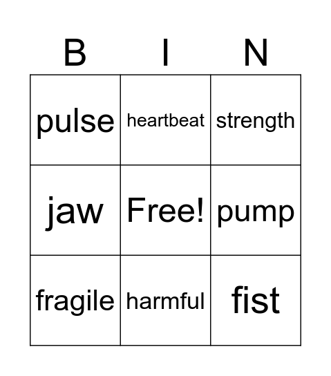 Vocabulary for exam Bingo Card