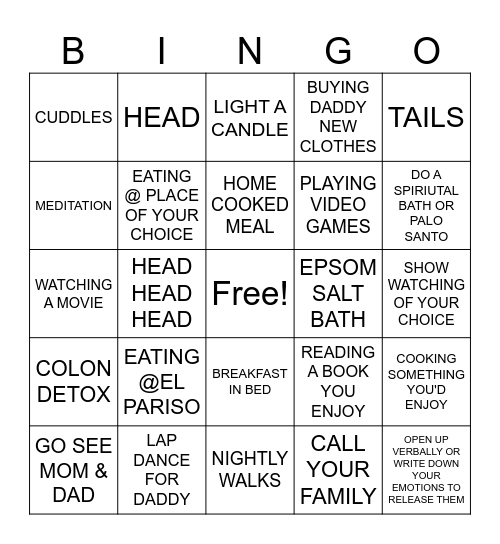 MARIO'S SELF CARE BINGO Card