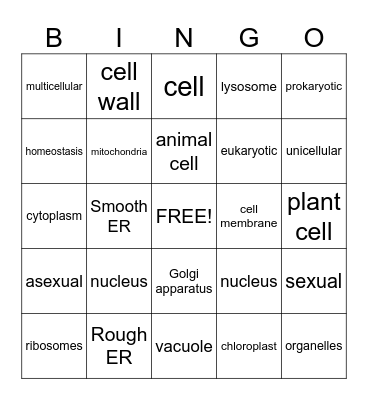 Cells Bingo Card