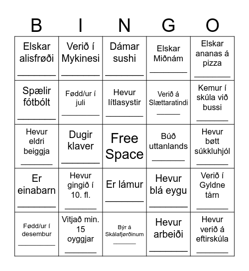 Finn ein floksfelaga, sum... Bingo Card