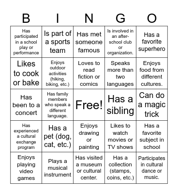 Human Bingo Card