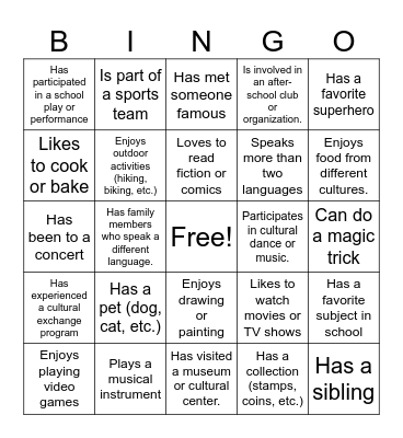 Human Bingo Card