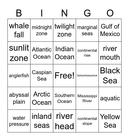 Zoology Lesson 1 Bingo Card