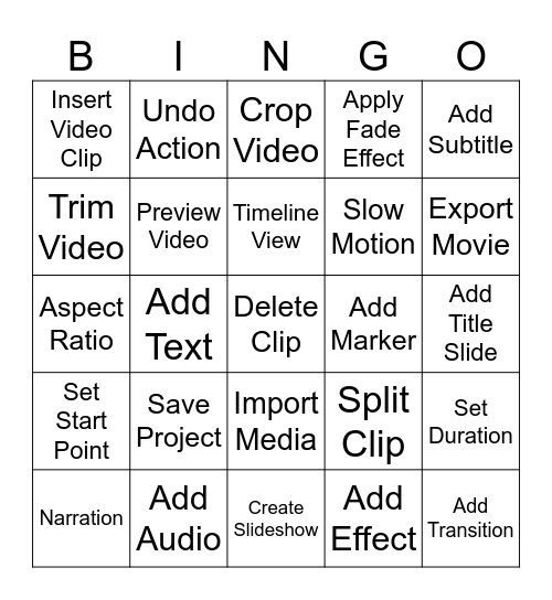 ICT Bingo Card