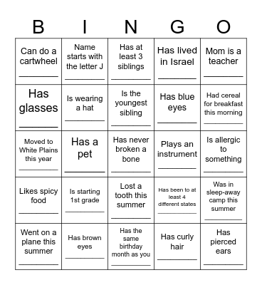 Find someone who... Bingo Card