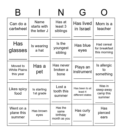 Find someone who... Bingo Card