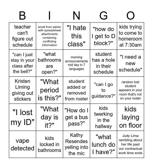 BATSHIT KICKOFF 2024-2025 Bingo Card