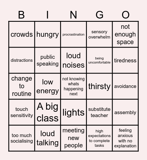 Trigger Bingo Card