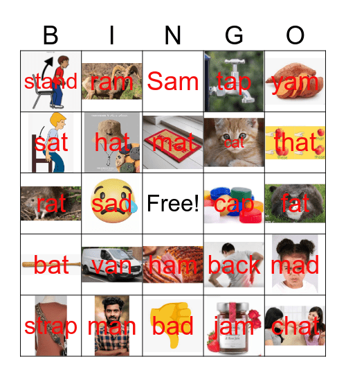 Short A Bingo Card