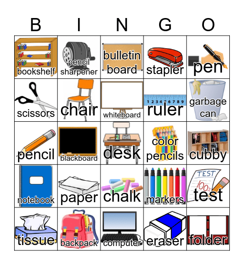 At School Bingo Card