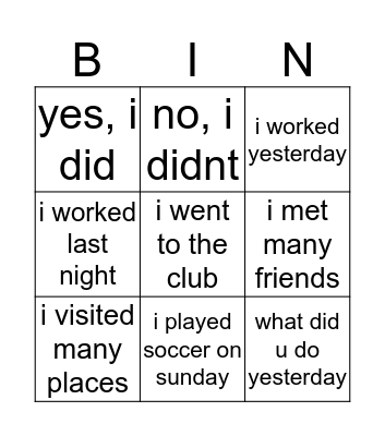 Untitled Bingo Card