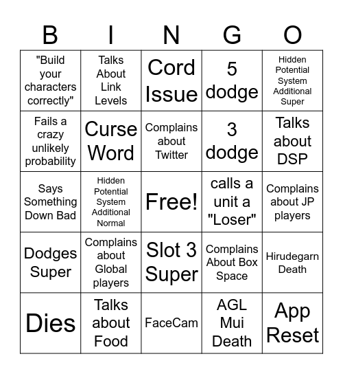 DaDaddyDT Bingo Card