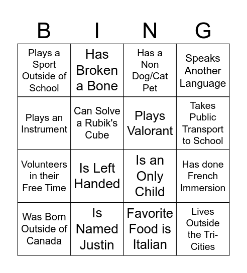 Find Someone Who... Bingo Card