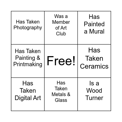 Portfolio Bingo Card