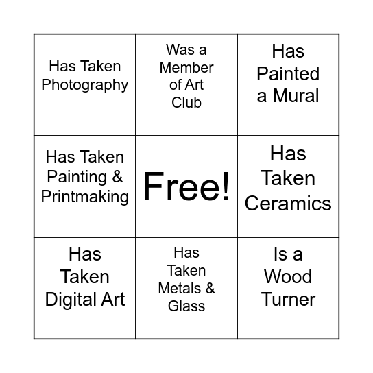 Portfolio Bingo Card