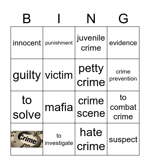 CRIME Bingo Card