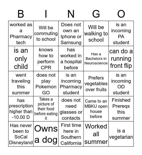 BINGO Card
