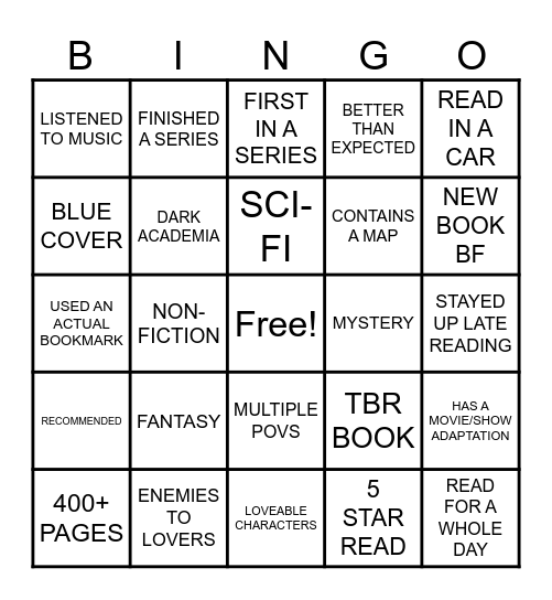 Book Bingo Card