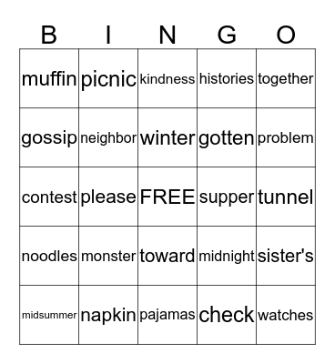 SPIRAL REVIEW 3.1.3 Bingo Card