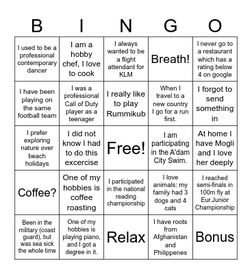 ABNAMRO Trainee group Autumn 2024 Bingo Card