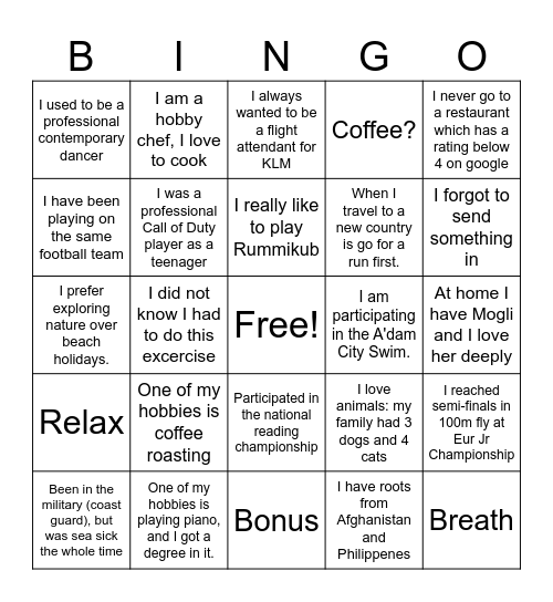 ABNAMRO trainee group 2024 Bingo Card