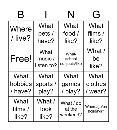 Untitled Bingo Card