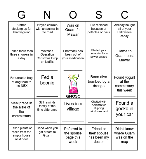 Find Someone Who...Only On Guam Edition Bingo Card