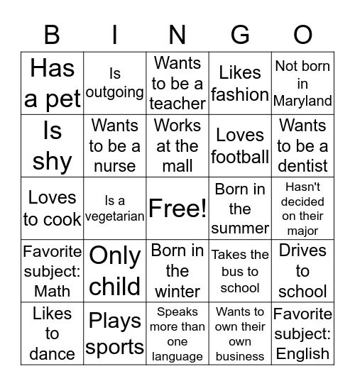 Summer Bridge BINGO  Bingo Card