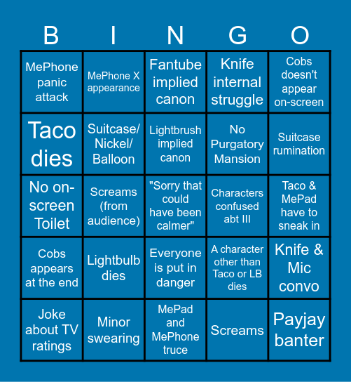 II2 FINALE Part 1 Bingo Card