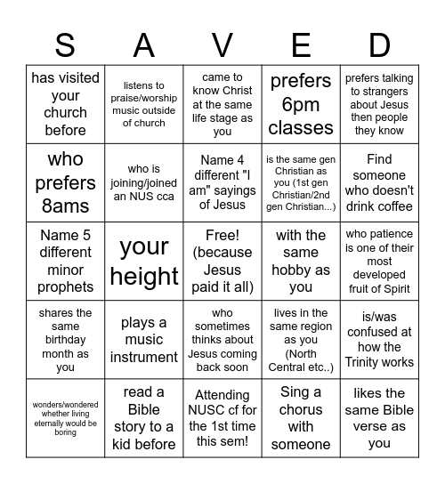 FIND SOMEONE WHO Bingo Card