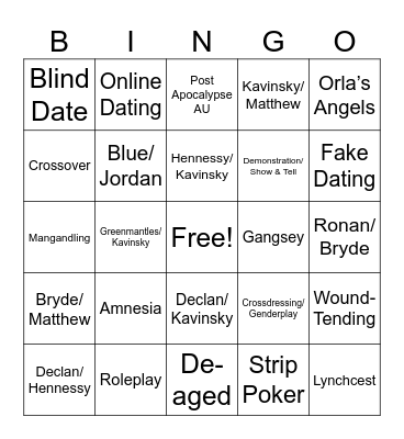 TRC Prompts Bingo (SFW) Bingo Card