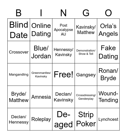 TRC Prompts Bingo (SFW) Bingo Card