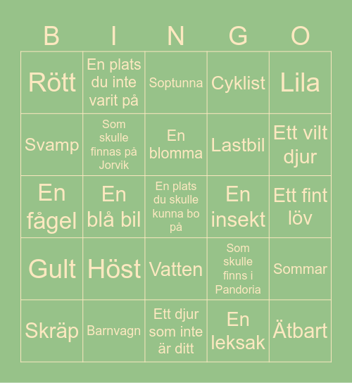 PROMENAD Bingo Card