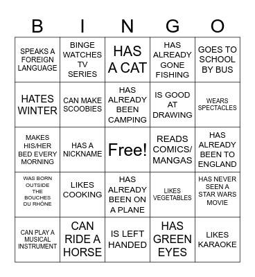 FIND SOMEONE WHO Bingo Card