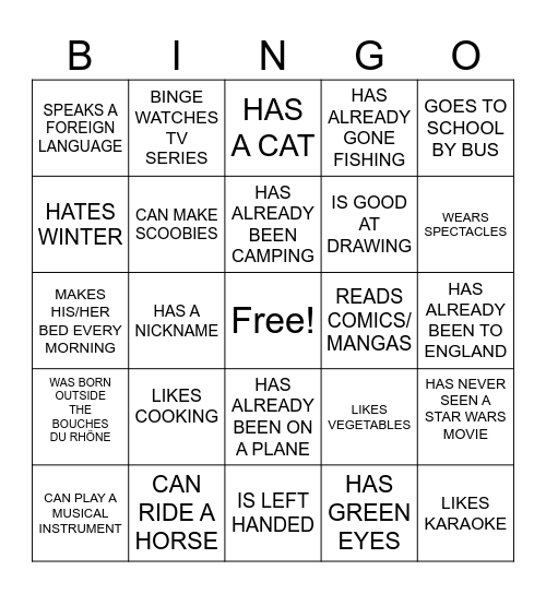 FIND SOMEONE WHO Bingo Card