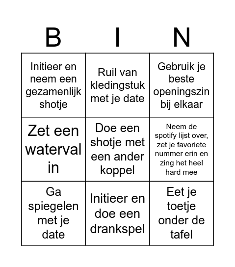 Datediner Rudolf Bingo Card