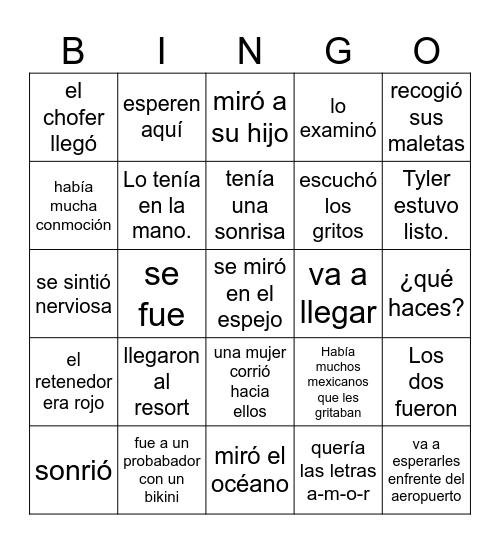 Problemas en Paraíso 2 - lado 2 Bingo Card