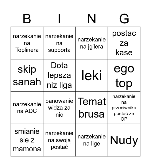 OVER BINGO Card