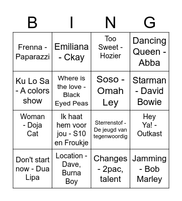 SWINGO Bingo Card