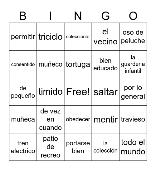 Realidades 2 4a Bingo Card