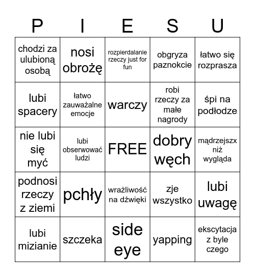 czy twoja dziewczyna to pies Bingo Card