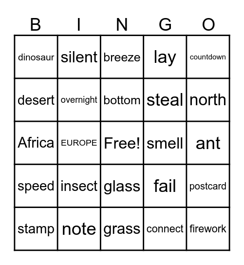 Grade 9 Vocab Bingo Card