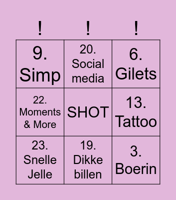 SANNE'S 21 BINGO <3 Bingo Card