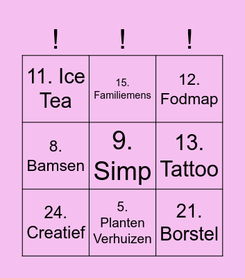 SANNE'S 21 BINGO <3 Bingo Card